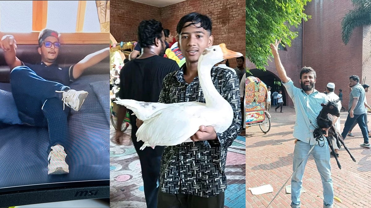 x : agitated protesters loot PM's residence in Dhaka